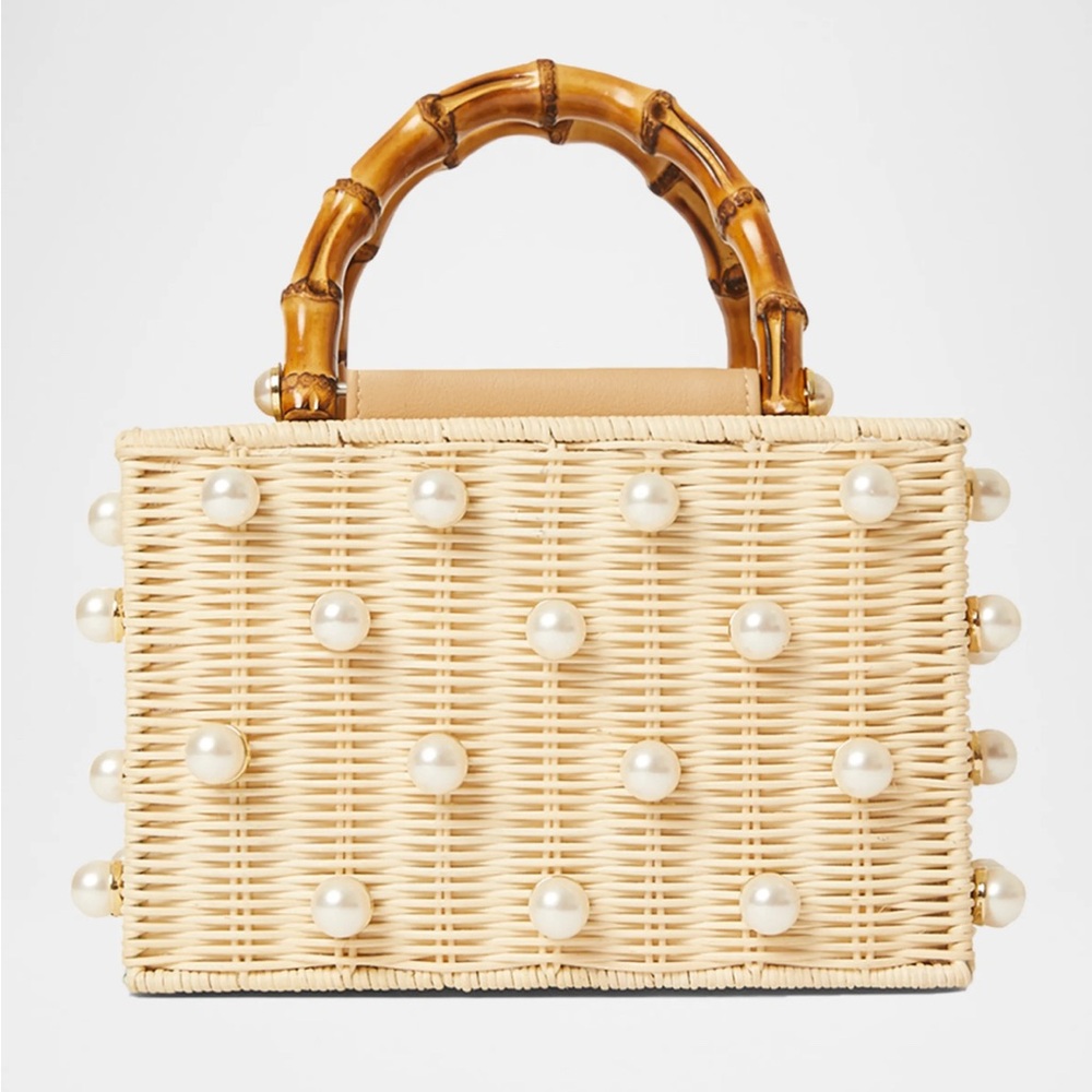 Chloe Pearl Rattan Box Top-Handle Bag